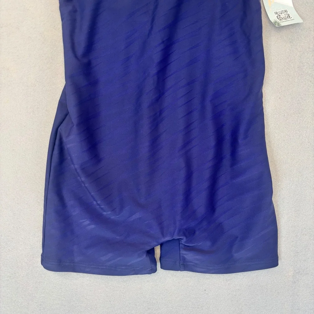 New Girls 14 Navy Blue Boyleg One Piece Swimsuit UPF 50+ Sun Protection